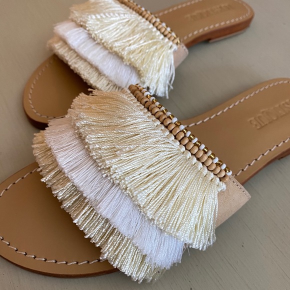 Mystique Boutique Shoes - Mystique Slide Sandals Neutral Fringe
